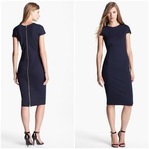 Felicity and Coco navy pencil bodycon dress with zipper back detail